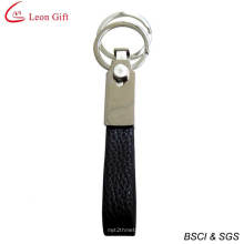 Hot Sale Real PU Leather Keychain Two Rings Keychain (LM1507)